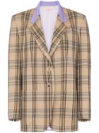 Natasha Zinko Single Breasted Checked Blazer - Neutrals