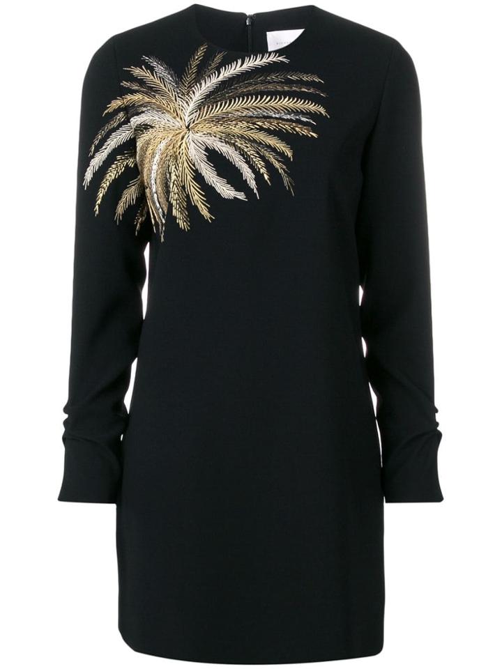 Victoria Victoria Beckham Embroidered Palm Tree Dress - Black