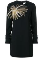 Victoria Victoria Beckham Embroidered Palm Tree Dress - Black