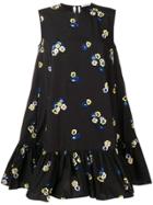 Cecilie Bahnsen Floral Drop-peplum Mini Dress - Black