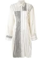 Nina Ricci Striped Shirt Dress - White