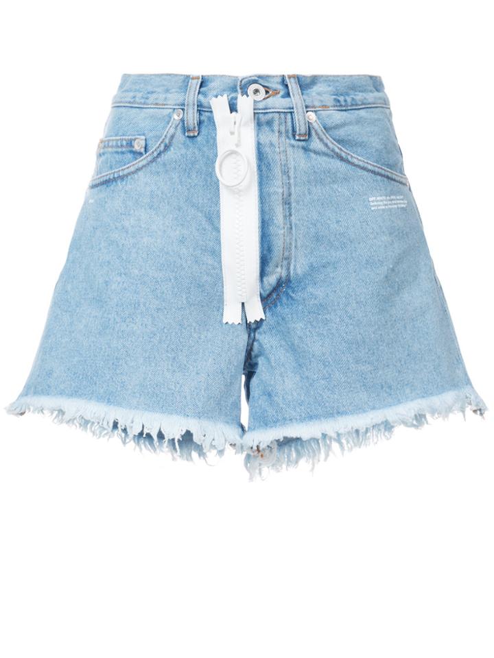 Off-white Contrast Zipper Shorts - Blue
