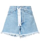 Off-white Contrast Zipper Shorts - Blue