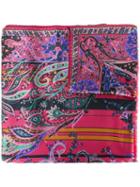 Etro Printed Scarf, Men's, Pink/purple, Silk/wool