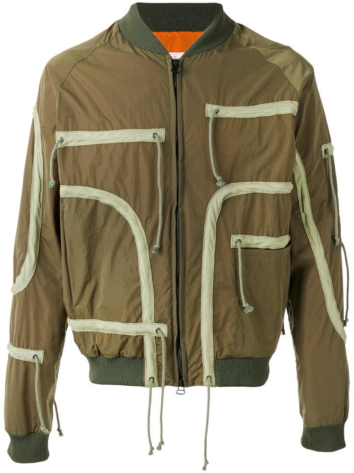As65 - Contrast Trim Bomber Jacket - Men - Polyamide - M, Green, Polyamide