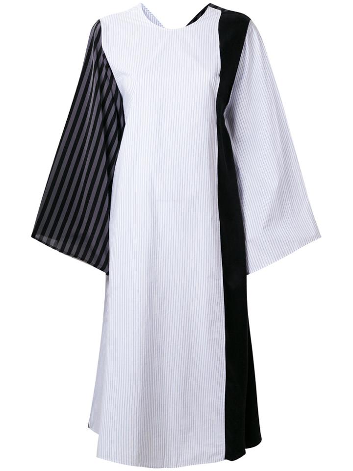 Mm6 Maison Margiela Striped Patchwork Dress - Black