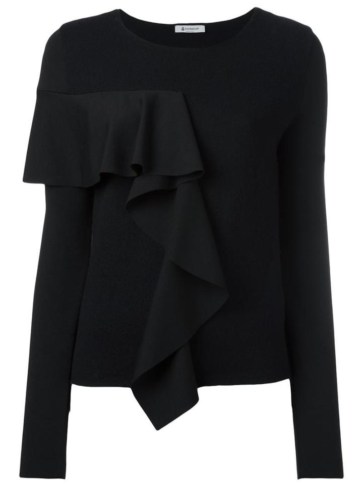 Dondup Ruffle Detail Jumper, Women's, Size: Xs, Black, Polyamide/spandex/elastane/viscose/wool