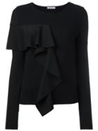 Dondup Ruffle Detail Jumper, Women's, Size: Xs, Black, Polyamide/spandex/elastane/viscose/wool