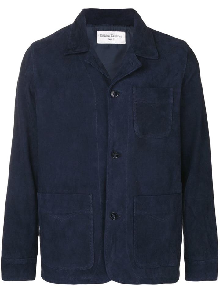 Officine Generale Fitted Button Jacket - Blue