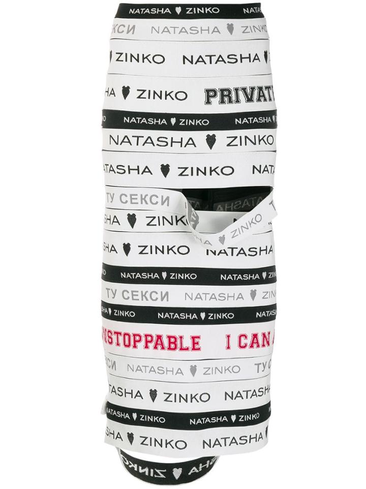 Natasha Zinko Branded Ribbons Pencil Skirt - Black