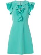 Pinko Ruffle Cap Sleeve Mini Dress - Green