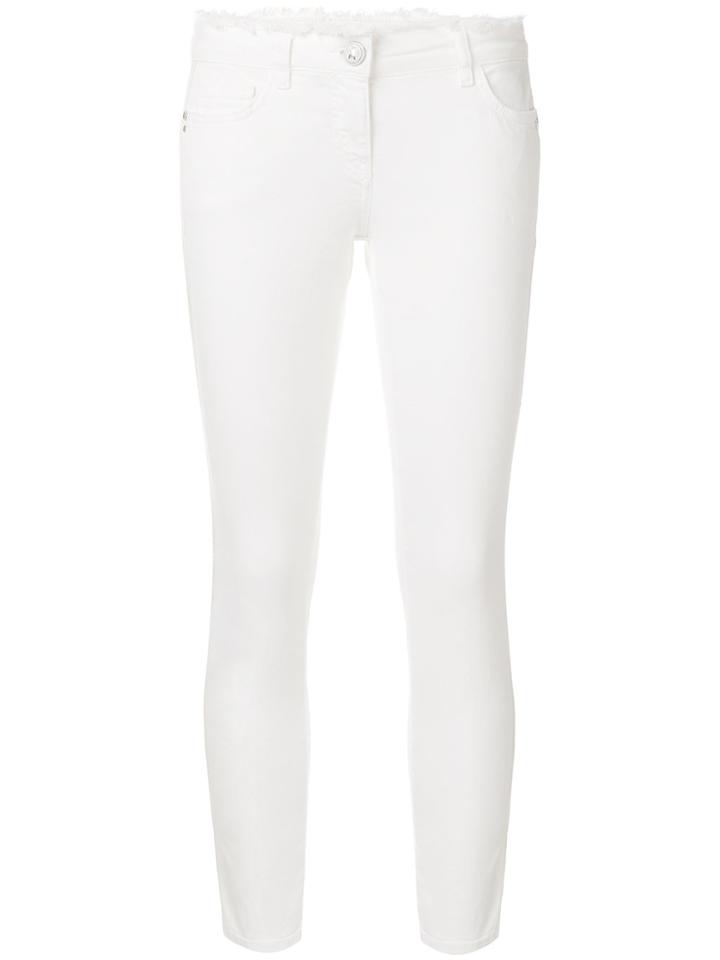 Patrizia Pepe Raw Edge Cropped Skinny Jeans - White
