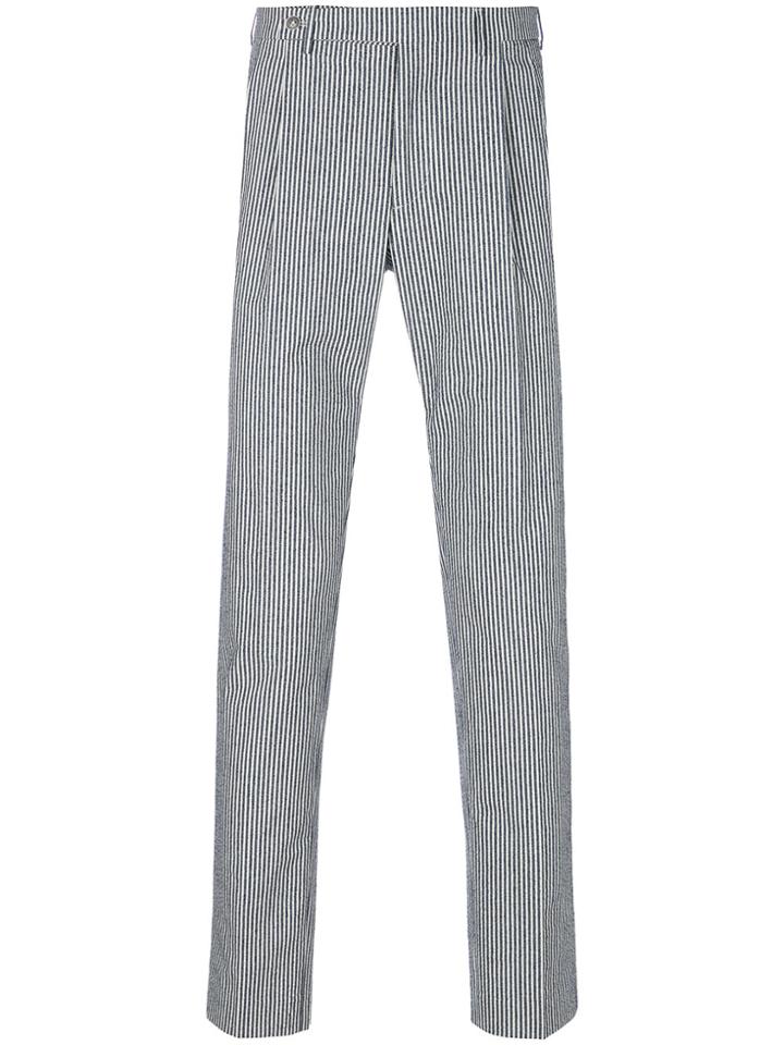 Berwich Striped Straight Leg Trousers - White