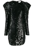 P.a.r.o.s.h. Sequinned Puff-shoulder Dress - Black