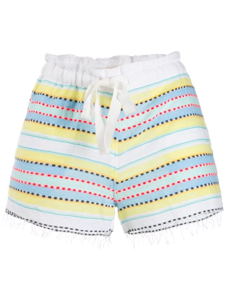Lemlem High Waisted Striped Shorts - White