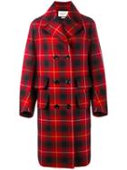 Gucci Embroidered Tartan Overcoat, Women's, Size: 40, Red, Wool/viscose
