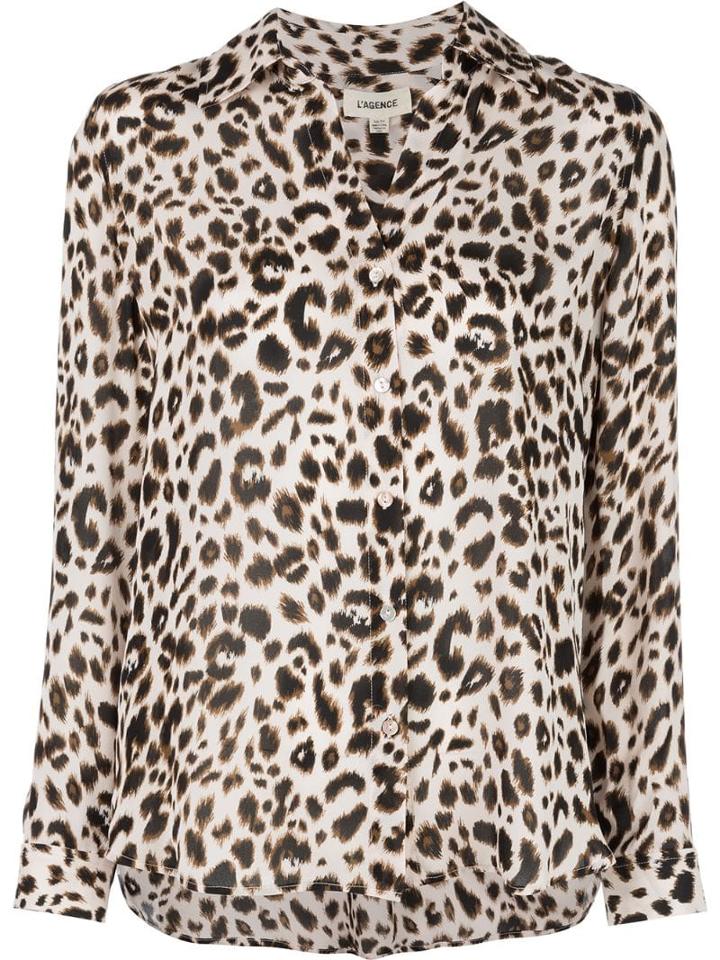 L'agence Leopard Print Shirt - White