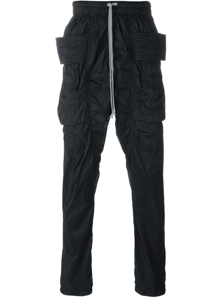 Rick Owens Drkshdw Drop-crotch Cargo Trousers, Men's, Size: Small, Black, Polyamide