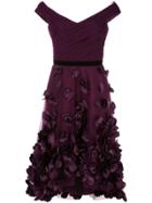 Marchesa Notte St Draped 3d Floral Hi Lo Cocktail - Red
