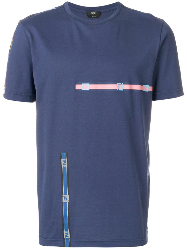 Fendi Colour-block Logo T-shirt - Blue