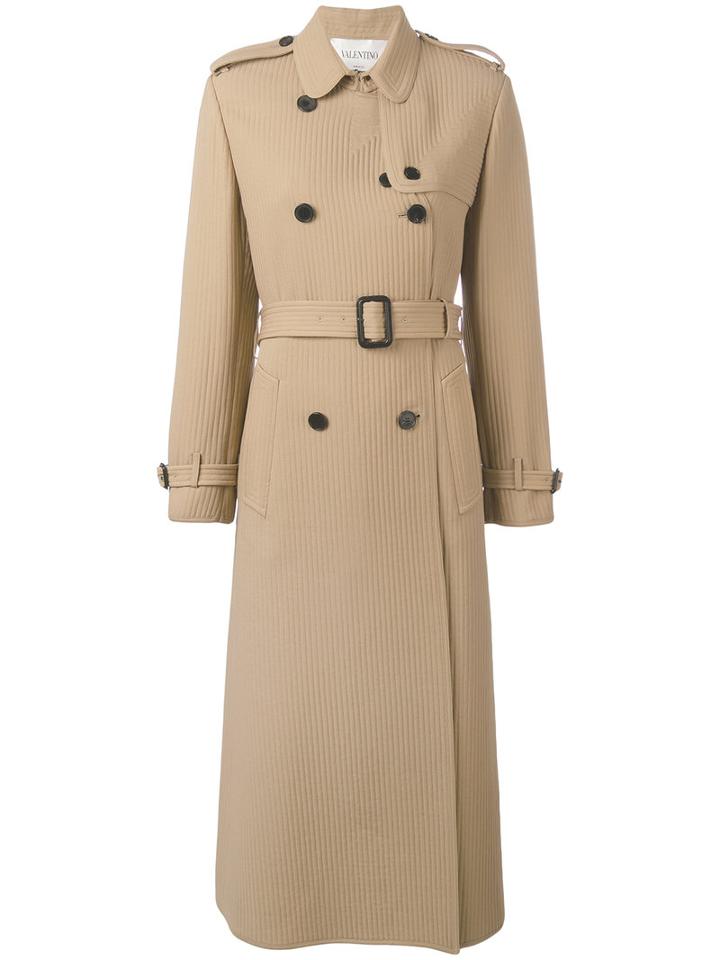 Valentino - Belted Trench Coat - Women - Silk - 42, Nude/neutrals, Silk