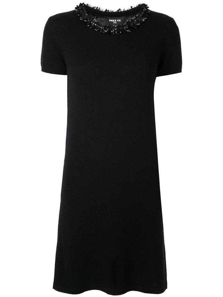 Paule Ka Fringed Neck Dress - Black