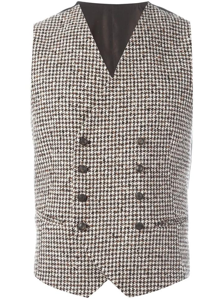 Tagliatore Houndstooth Pattern Waistcoat