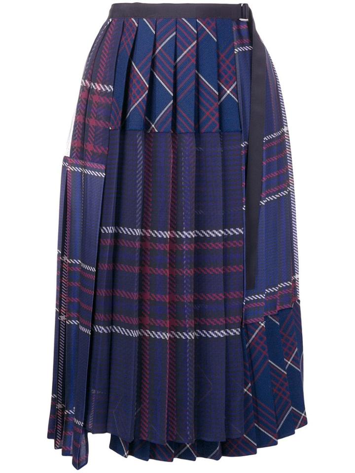 Sacai Midi Tartan Kilt - Blue