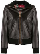 Dolce & Gabbana Zip-up Bomber Leather Jacket - Brown