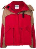 Kenzo Hooded Colour-block Parka - Red