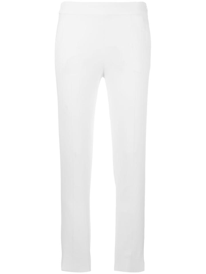 Emporio Armani Side Zip Cropped Trousers, Women's, Size: 38, White, Viscose/spandex/elastane