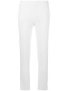 Emporio Armani Side Zip Cropped Trousers, Women's, Size: 38, White, Viscose/spandex/elastane