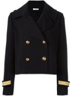 P.a.r.o.s.h. Double Breasted Short Peacoat, Women's, Size: Small, Black, Polyamide/polyester/cashmere/virgin Wool