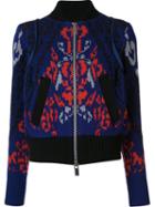 Sacai Intarsia Zipped Cardigan, Women's, Size: 1, Blue, Nylon/wool