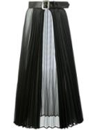 Junya Watanabe Comme Des Garçons - Belted Sheer Pleated Skirt - Women - Polyester/polyurethane Resin - S, Women's, Black, Polyester/polyurethane Resin