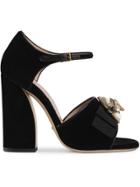 Gucci Velvet Sandals With Bee - Black