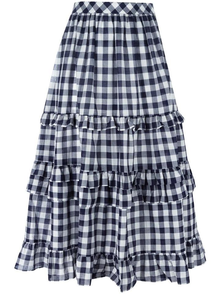 Twin-set Gingham Check Skirt, Women's, Size: Medium, Blue, Cotton