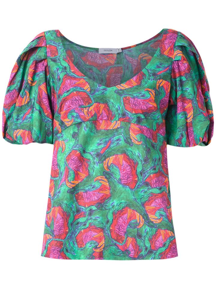 Isolda - Puffy Sleeves Blouse - Women - Cotton - 44, Pink/purple, Cotton