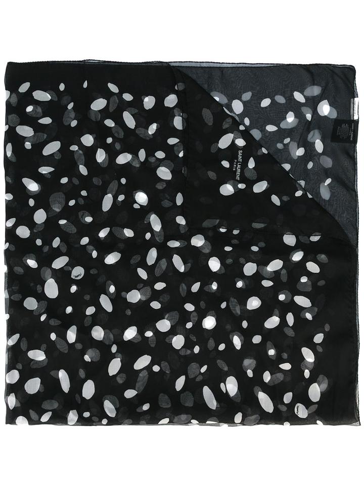 Saint Laurent Patterned Large Square Scarf, Women's, Black, Silk