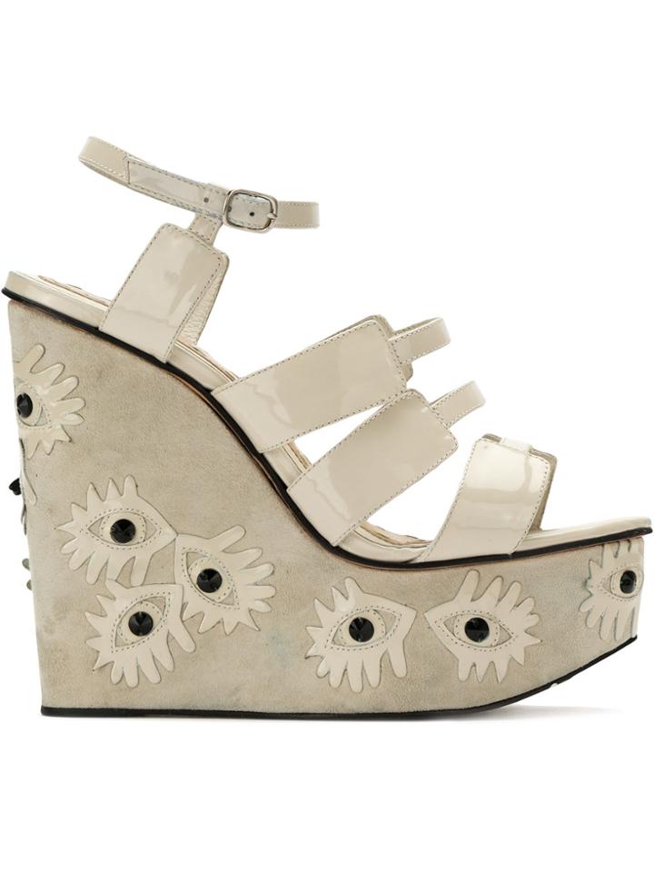 Andrea Bogosian Platform Suede Sandals - Nude & Neutrals