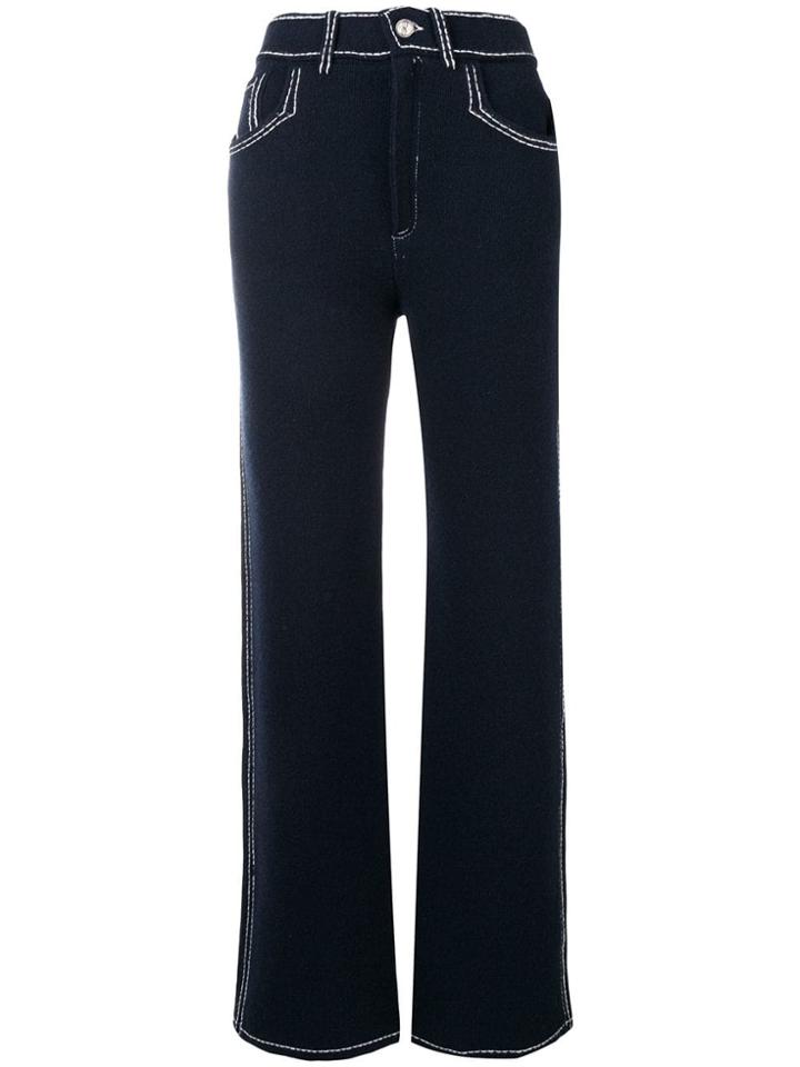 Barrie Stitch Detail Flared Trousers - Blue