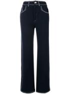 Barrie Stitch Detail Flared Trousers - Blue