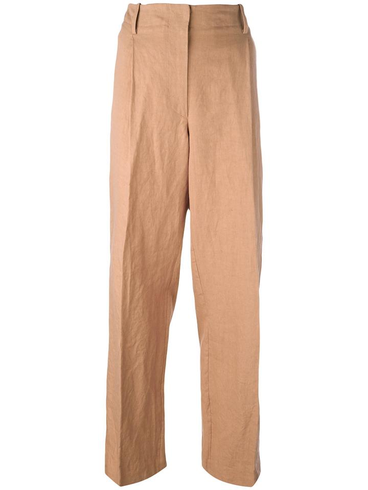 Forte Forte - High Waisted Trousers - Women - Cotton/linen/flax - 2, Women's, Nude/neutrals, Cotton/linen/flax