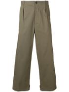 Les Hommes Loose Fit Straight Trousers - Green