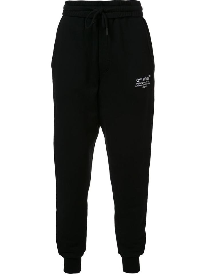 Off-white Logo Print Sweatpants, Men's, Size: Large, Black, Cotton