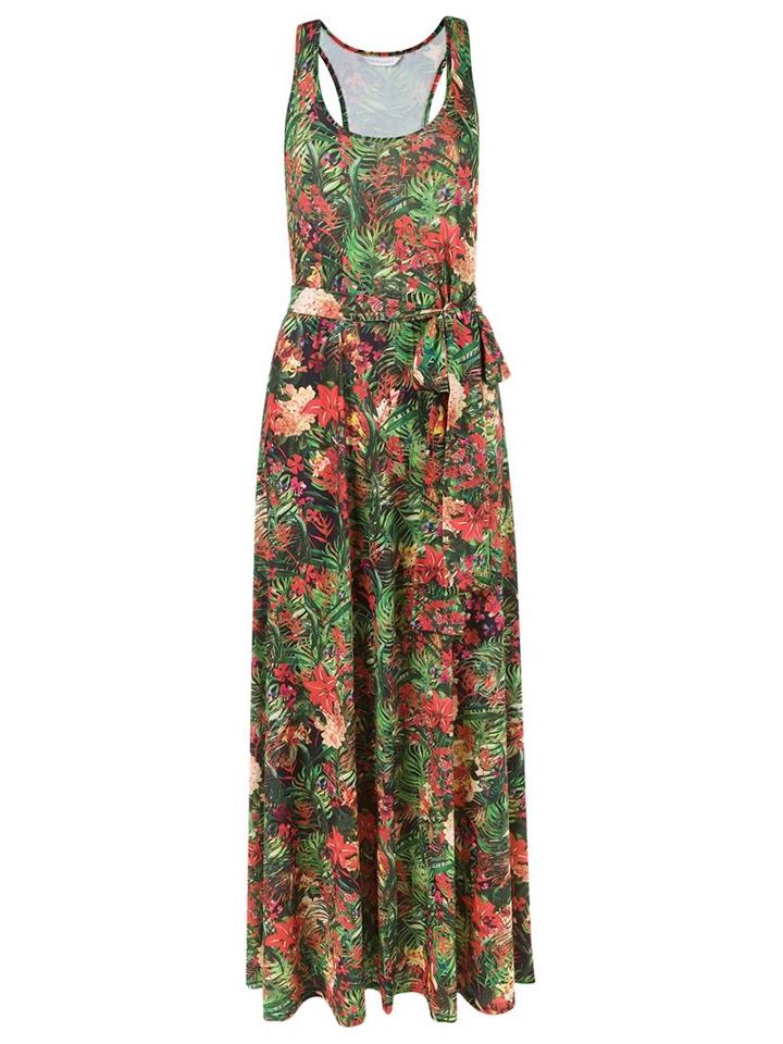 Lygia & Nanny Floral Print Long Dress, Women's, Size: 48, Green, Polyester/spandex/elastane