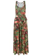 Lygia & Nanny Floral Print Long Dress, Women's, Size: 48, Green, Polyester/spandex/elastane