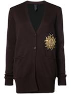 Vera Wang Metallic Patch V-neck Cardigan - Black