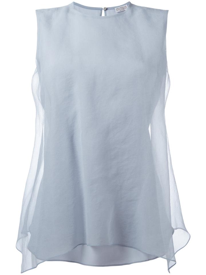 Brunello Cucinelli Layered Top, Women's, Size: Medium, Blue, Acetate/silk