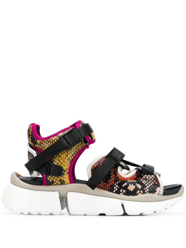 Chloé Python Print Sandals - Black